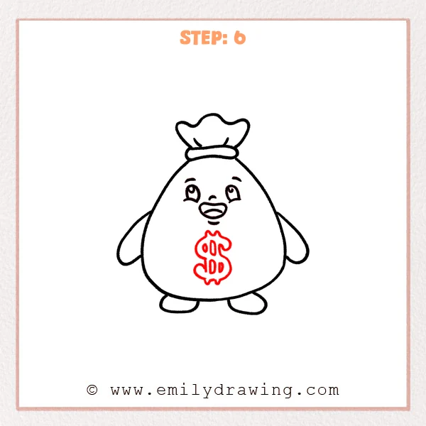 how to draw a cartoon money - Step 6